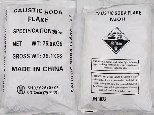 25 KG/BAG 99% Purezza Caustica Soda Idrossido di Sodio Fiocchi Cas 1310-73-2 Per la produzione di carta